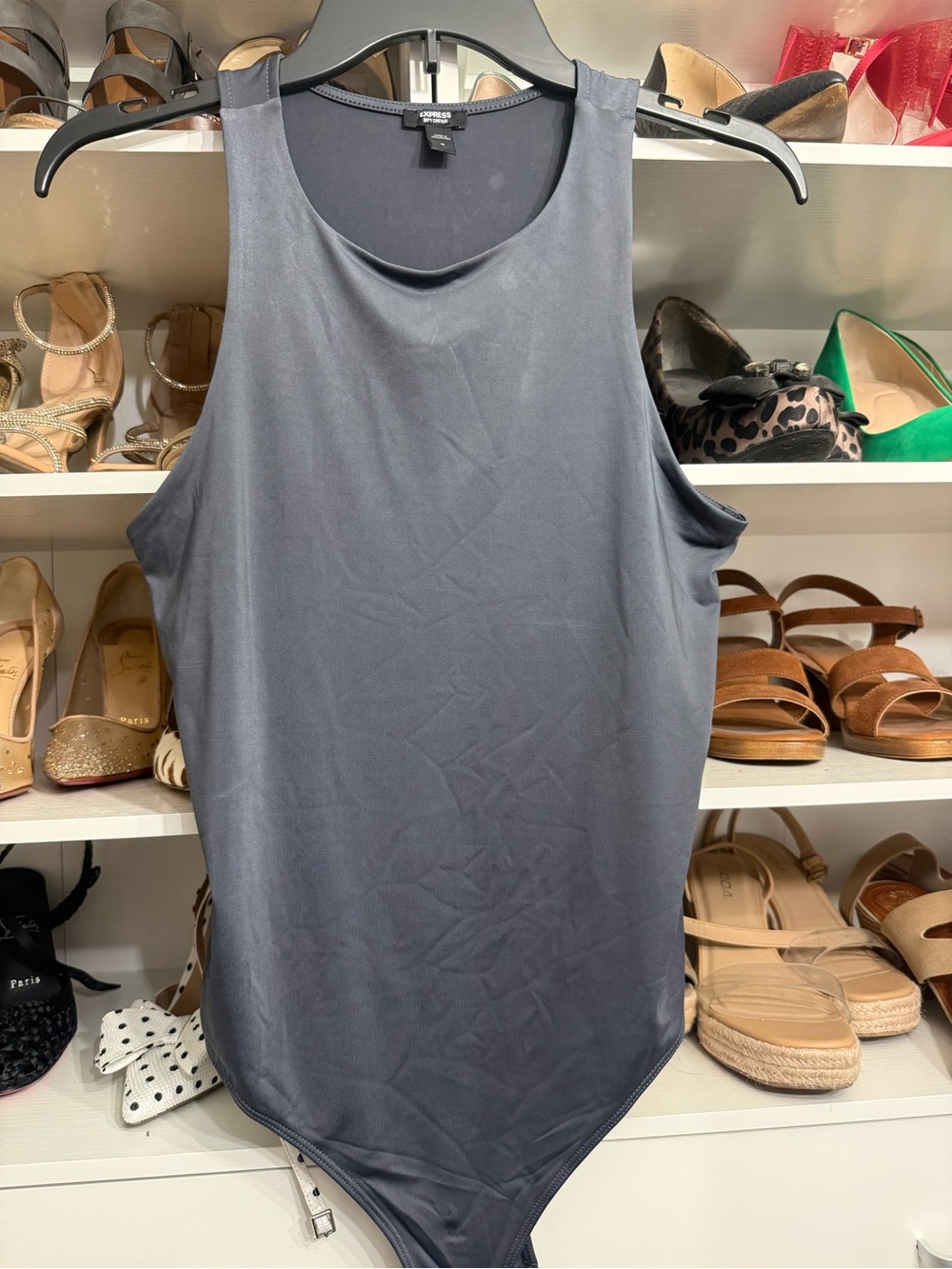Express Women's Charcoal Gray Sleeveless Bodysuit